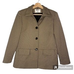 VINTAGE KASPER ASL 10 Petite TWEAD SUIT JACKET WITH TWO FAUX POCKETS